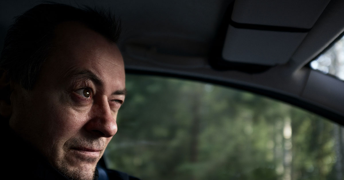 Man falling asleep while driving