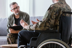 veteran in wheelchair at exam