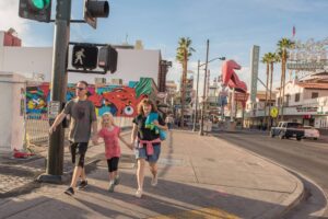 pedestrians crossing the street in las vegas nevada