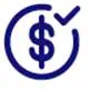 A blue dollar sign inside a partial circle with a check mark at the top right.