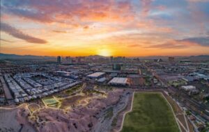 The Las Vegas downtown skyline. Who is liable if I’m injured on the Las Vegas Skybridge?